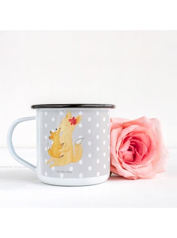 Mr. & Mrs. Panda Emaille Becher Fuchs Mama ohne Spruch in Grau Pastell