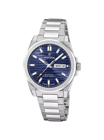 Festina Herrenuhr Stahl/Blau mit Saphirglas