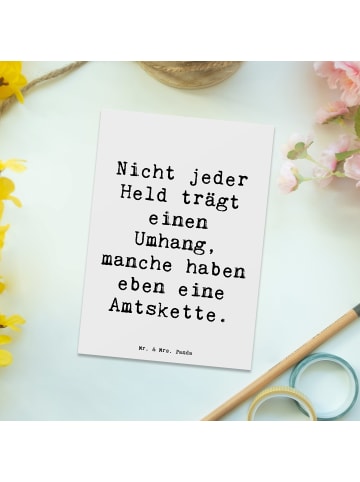 Mr. & Mrs. Panda Motivkarte Spruch Bürgermeister Held mit Spruch in Weiß