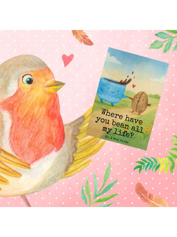 Mr. & Mrs. Panda babykarte Kaffee Bohne Design mit Spruch in Weiß