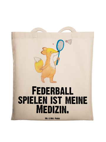 Mr. & Mrs. Panda Tragetasche Fuchs Federball spielen mit Spruch in Creme