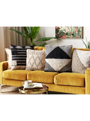 Beliani 2er-Set Dekokissen KHORA in Schwarz/Beige
