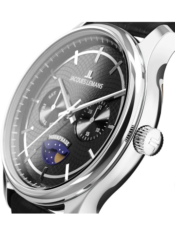 Jacques Lemans Herrenuhr Derby mit Mondphase Schwarz
