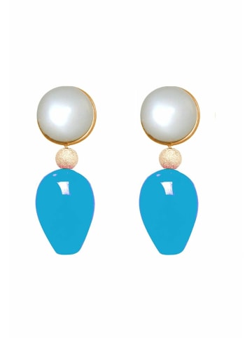Gemshine Ohrhänger White Blue Drop in gold coloured