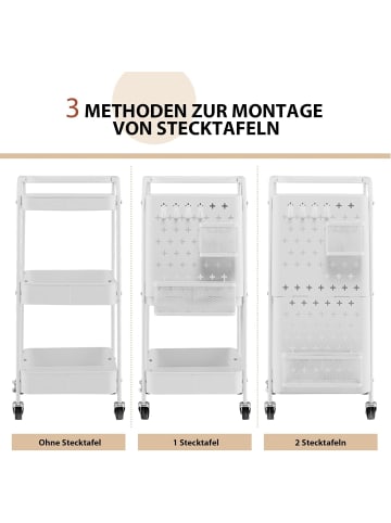 COSTWAY Rollwagen 3 Etagen in Weiß