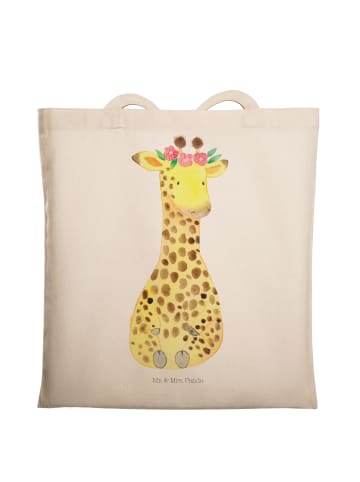 Mr. & Mrs. Panda Tote Bag Giraffe Blumenkranz ohne Spruch in Creme