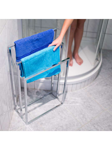 relaxdays Handtuchständer in Silber - (B)46 x (H)82,5 x (T)21 cm