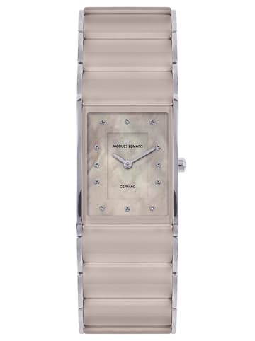 Jacques Lemans Damenuhr Dublin Keramik Sand Creme / Silber