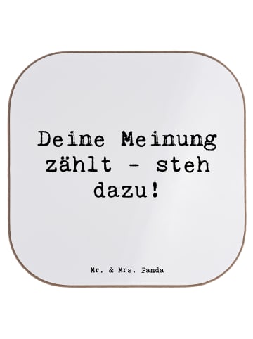 Mr. & Mrs. Panda Untersetzer Spruch Mutig zu Meinungen mit Spruch in Weiß