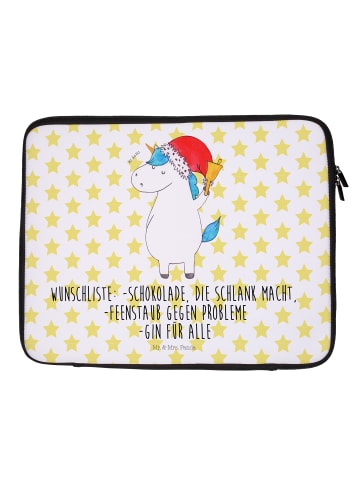 Mr. & Mrs. Panda Notebook Tasche Einhorn Weihnachtsmann mit Spruch in Weiß