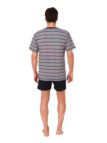 NORMANN Kurzarm Schlafanzug Shorty Pyjama Streifen in navy