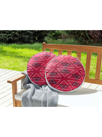 Beliani 2er-Set Gartenkissen MEZZANO in Rosa/Weiß