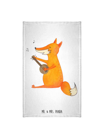 Mr. & Mrs. Panda Handtuch Fuchs Gitarre ohne Spruch in Weiß