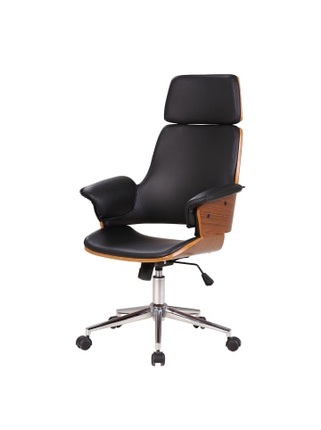 home24 home24 Chefsessel aus Holzwerkstoff, Metall und Kunstleder in Braun - 64 x 67 x 113 cm in Schwarz / Walnuss