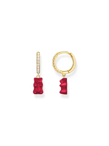 Thomas Sabo Einzel-Creole Mit Goldbär Rot in gold, rot, weiß