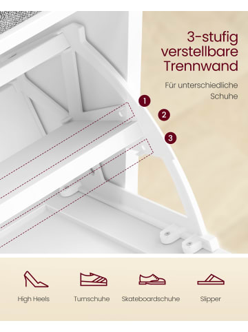 VASAGLE Schuhbank Helan-old in Weiß-Grau - (B)60 x (H)53.5 x (T)30 cm