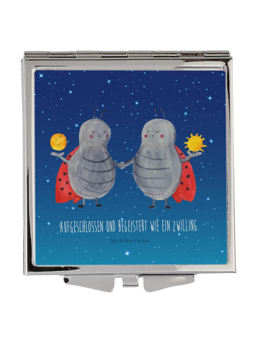 Mr. & Mrs. Panda Faltspiegel Sternzeichen Zwilling mit Spruch in Sternenhimmel Blau