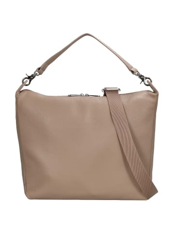 Mandarina Duck Mellow Leather Hobo - Schultertasche 33 cm (nero) in warm taupe