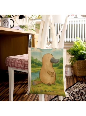 Mr. & Mrs. Panda Tasche Schnabeltier Mut Design ohne Spruch in Weiß