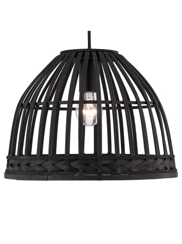 home24 home24 1-flammige Pendelleuchte aus Eisen & Rattan in Beige, 35 x 150 x 35 cm in Schwarz