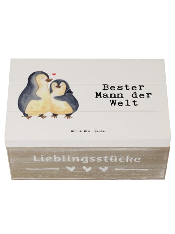 Mr. & Mrs. Panda Box Pinguin Bester Mann der Welt mit Spruch in Weiß