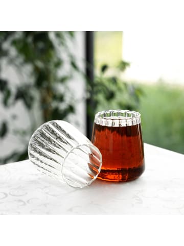 Almina 2er-Set Gläser "Luana Corta" - 350 ml im Relief-Design in Transparent
