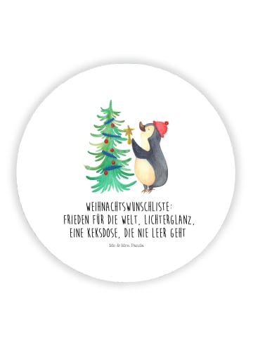 Mr. & Mrs. Panda Rund Magnet Pinguin Weihnachtsbaum mit Spruch in Weiß