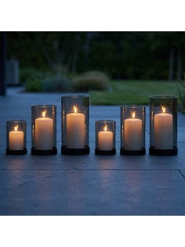 relaxdays 6x Windlicht in Grau/ Schwarz
