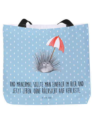Mr. & Mrs. Panda Totebag Seeigel mit Spruch in Blau Pastell