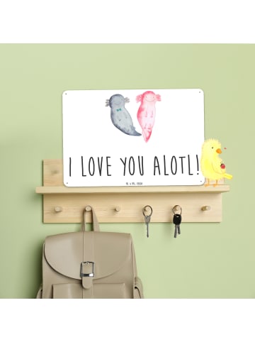 Mr. & Mrs. Panda Blechschild Axolotl Liebe mit Spruch in Weiß