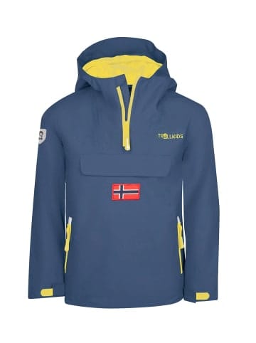 Trollkids Schlupfparka "Bergen" in Marineblau/Dunkelgelb