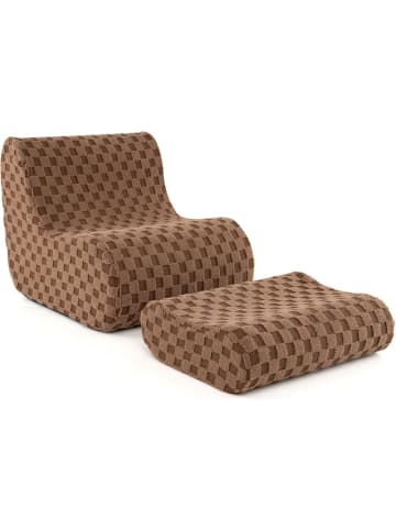 COSTWAY Sitzsack Sessel mit Hocker in Braun