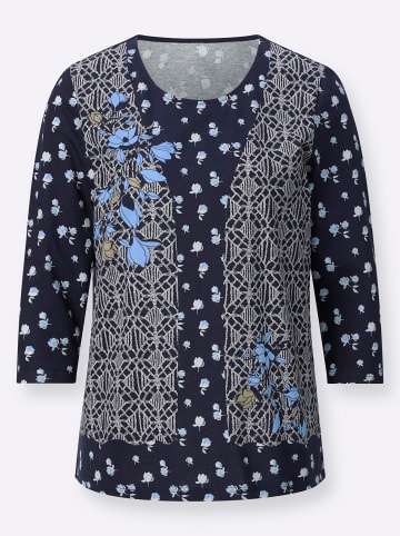 Sieh an! Rundhalsshirt in marine-champagner-bedruckt