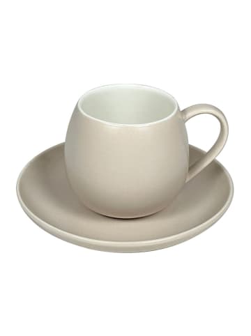 Schäfer 12 Tlg. Kaffeetassen-Set mit Unterteller aus Porzellan 220 ml in Taupe