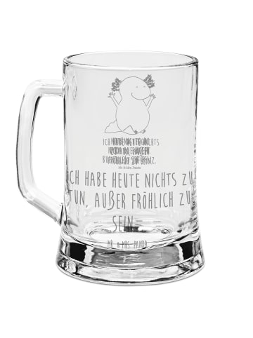 Mr. & Mrs. Panda Bierkrug Axolotl Hurra mit Spruch in Transparent