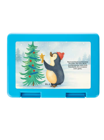 Mr. & Mrs. Panda Brotdose Pinguin Weihnachtsbaum Design mit Spruch in Weiß
