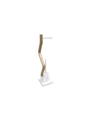 relaxdays WC Garnitur Weiß/ Natur - (B)18,5 x (H)75 x (T)18,5 cm