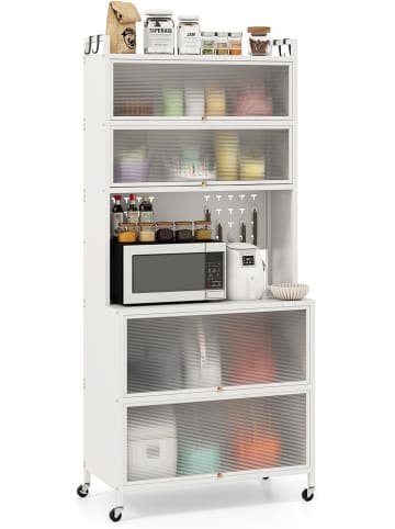 COSTWAY Küchenschrank mit Rollen 80 x 40 x 178 cm in Weiß