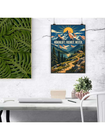 Mr. & Mrs. Panda Wandbild Gebirge retro Design mit Spruch in Weiß
