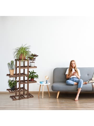 relaxdays Blumenregal in Dunkelbraun - (B)81 x (H)125 x (T)25 cm
