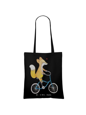 Mr. & Mrs. Panda Tote Bag Fuchs Fahrrad fahren ohne Spruch in Schwarz