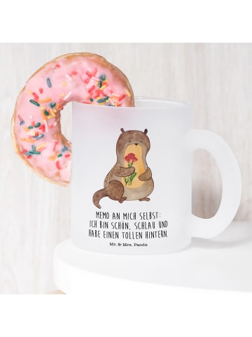 Mr. & Mrs. Panda Tasse Otter Blumenstrauß mit Spruch in Transparent