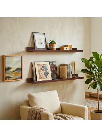 relaxdays Wandregal in Dunkelbraun - (B)100 x (H)5 x (T)15 cm