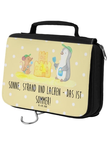 Mr. & Mrs. Panda Kulturbeutel Sommerfreude mit Spruch in Gelb Pastell