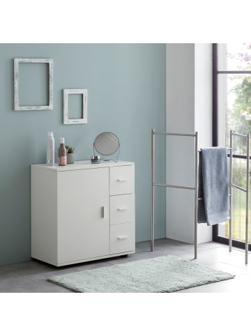 KADIMA DESIGN Badezimmerschrank, hoher Stauraum, mattes Weiß, elegante Griffe