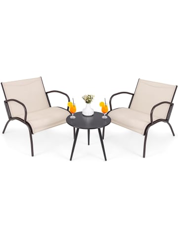 COSTWAY 3-tlg. Gartenmöbel Set in Braun