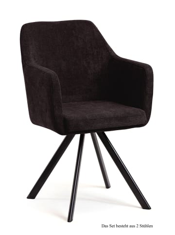 58 aufm Kessel ARMLEHNSTUHL (2er-Set) Debee 57x87x60 Schwarz/Espresso