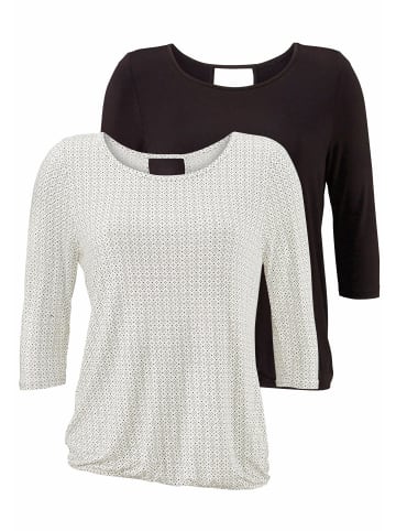 LASCANA 3/4-Arm-Shirt in offwhite-gemustert, schwarz