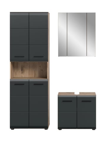 ebuy24 Badmöbelset Ice (3-teilig) Schwarz 135 x 30 cm
