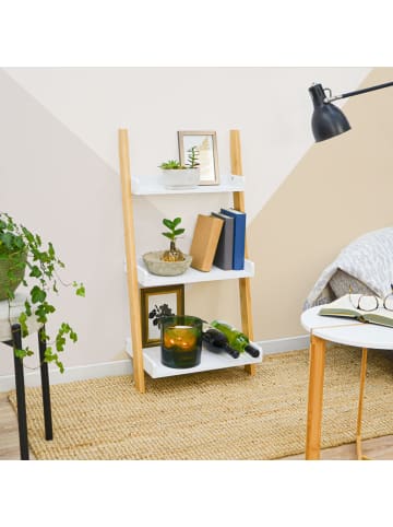 DuneDesign Leiterregal Badezimmer Bambus Holz 45x30x90cm weiss